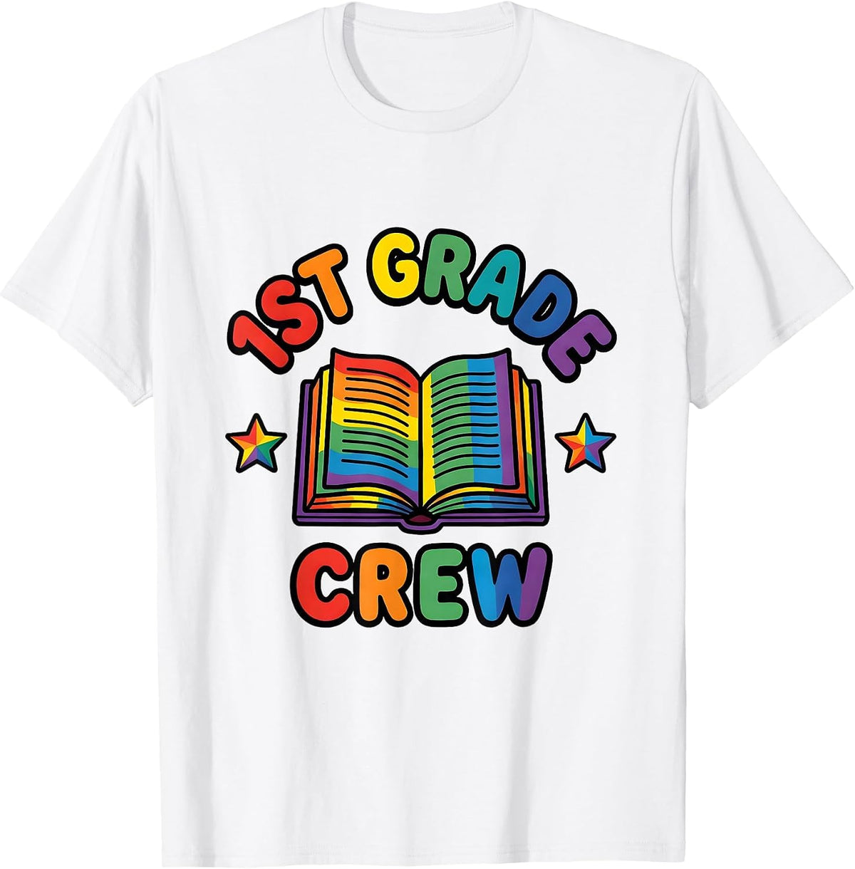Men's 1st Grade Crew Colorful Teacher Student Back To School T-Shirt - White