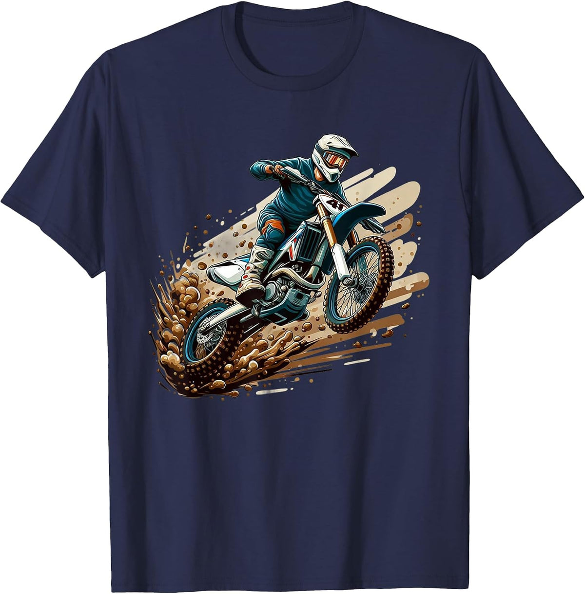 Motocross Enduro Supermoto Bike Dirt Biker Kids Boys T-Shirt - Navy Blue