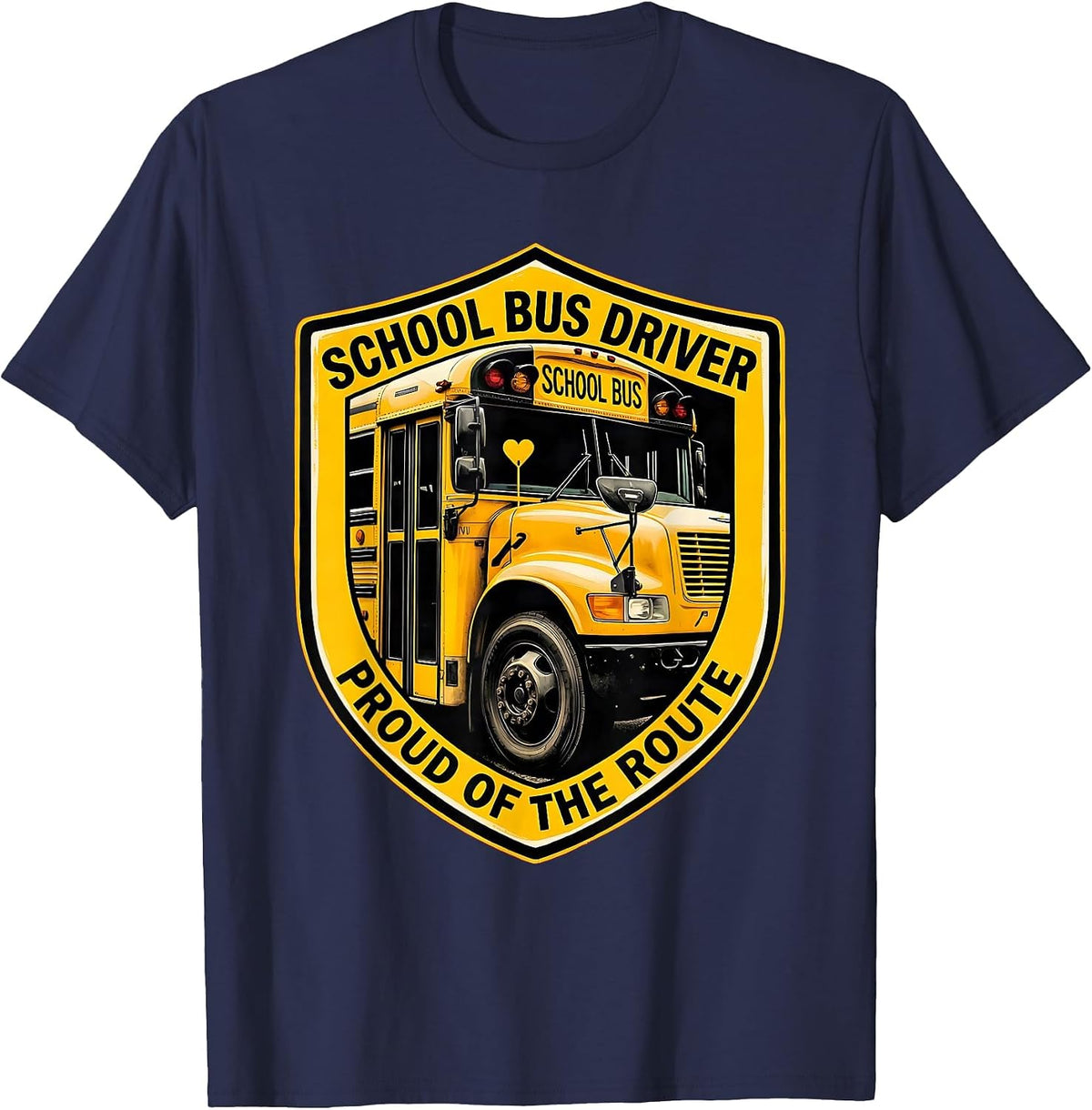 School Bus Driver Proud Of The Route Funny Transportation T-Shirt - Navy Blue