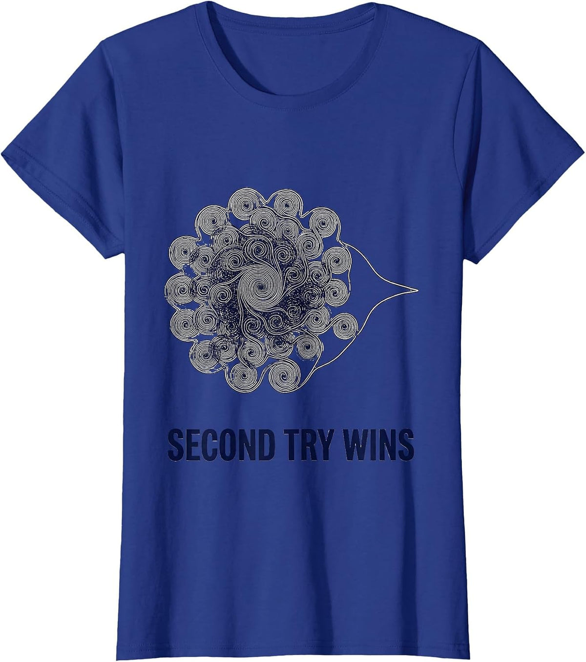 Women's Second Try Wins Growth Mindset Teacher Motivational T-Shirt - Royal Blue