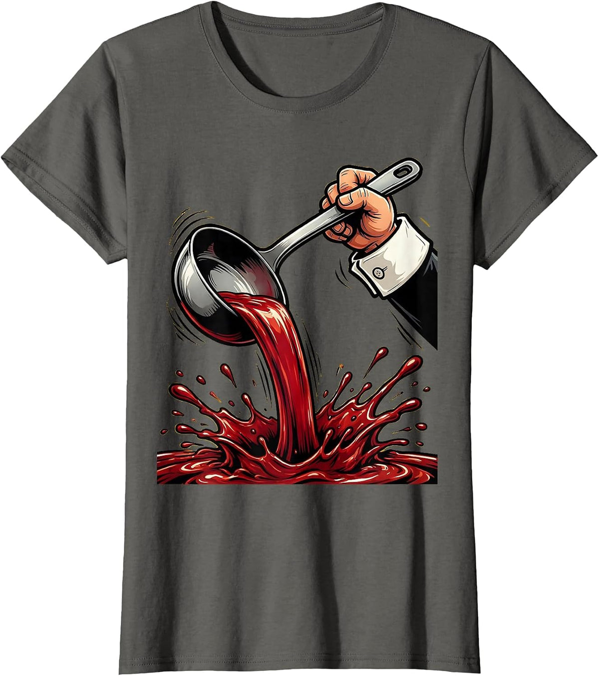 Women's Dramatic Sauce Pour Chef Graphic T-Shirt - Asphalt Grey