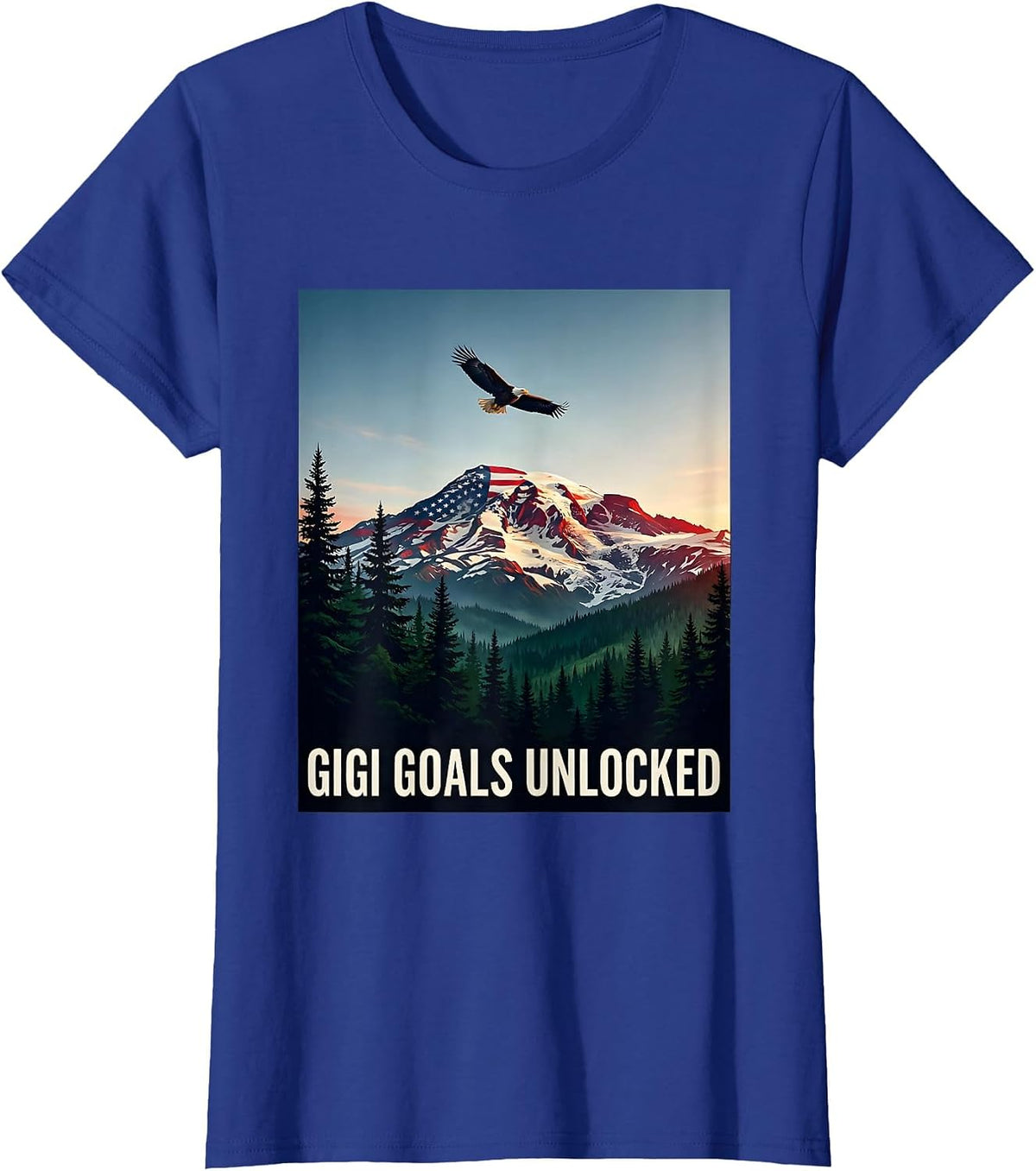 Women's Gigi Goals Unlocked Grandma Design T-Shirt - Royal Blue