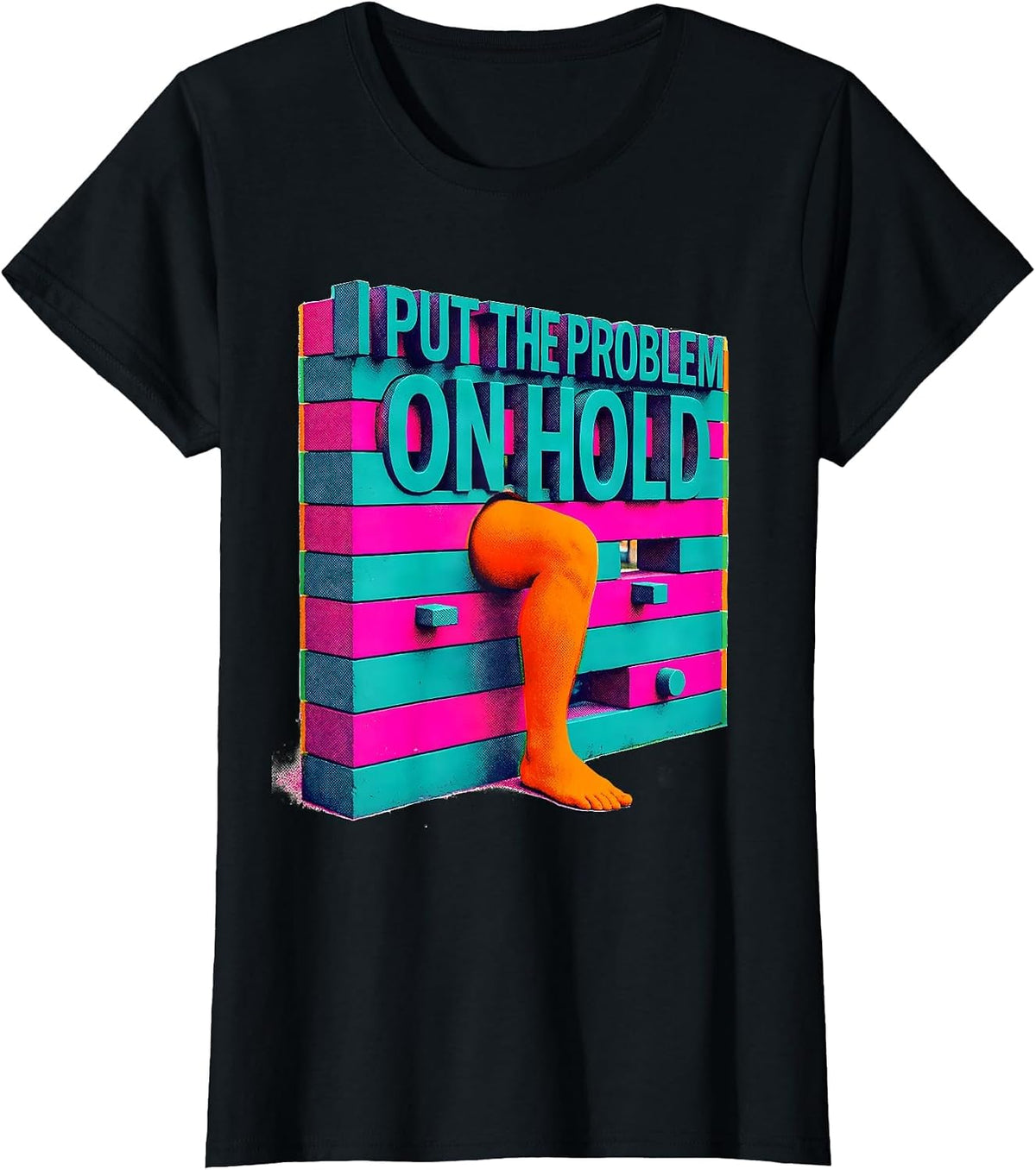 Women's I Put The Problem On Hold Funny Rock Climbing Bouldering T-Shirt - Black