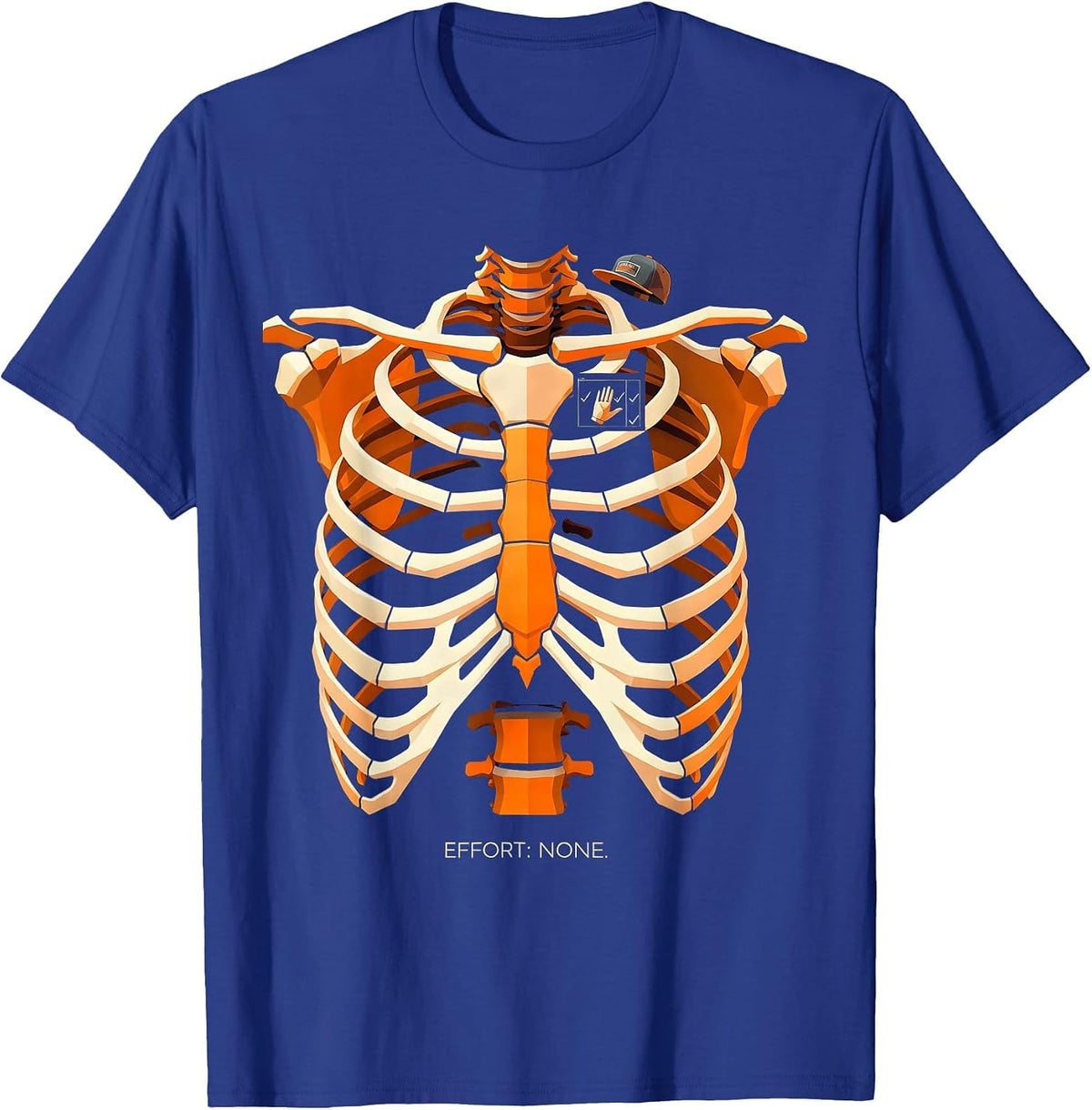 Men's Effort: None Geometric Skeleton Rock-On Bruh Halloween Humor T-Shirt - Royal Blue