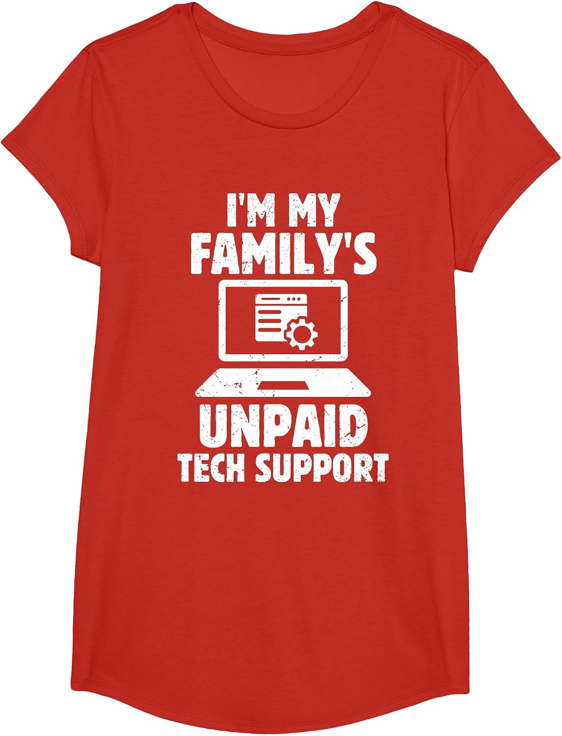 Funny I'm My Family's Unpaid Tech Support T-Shirt - Girls Red
