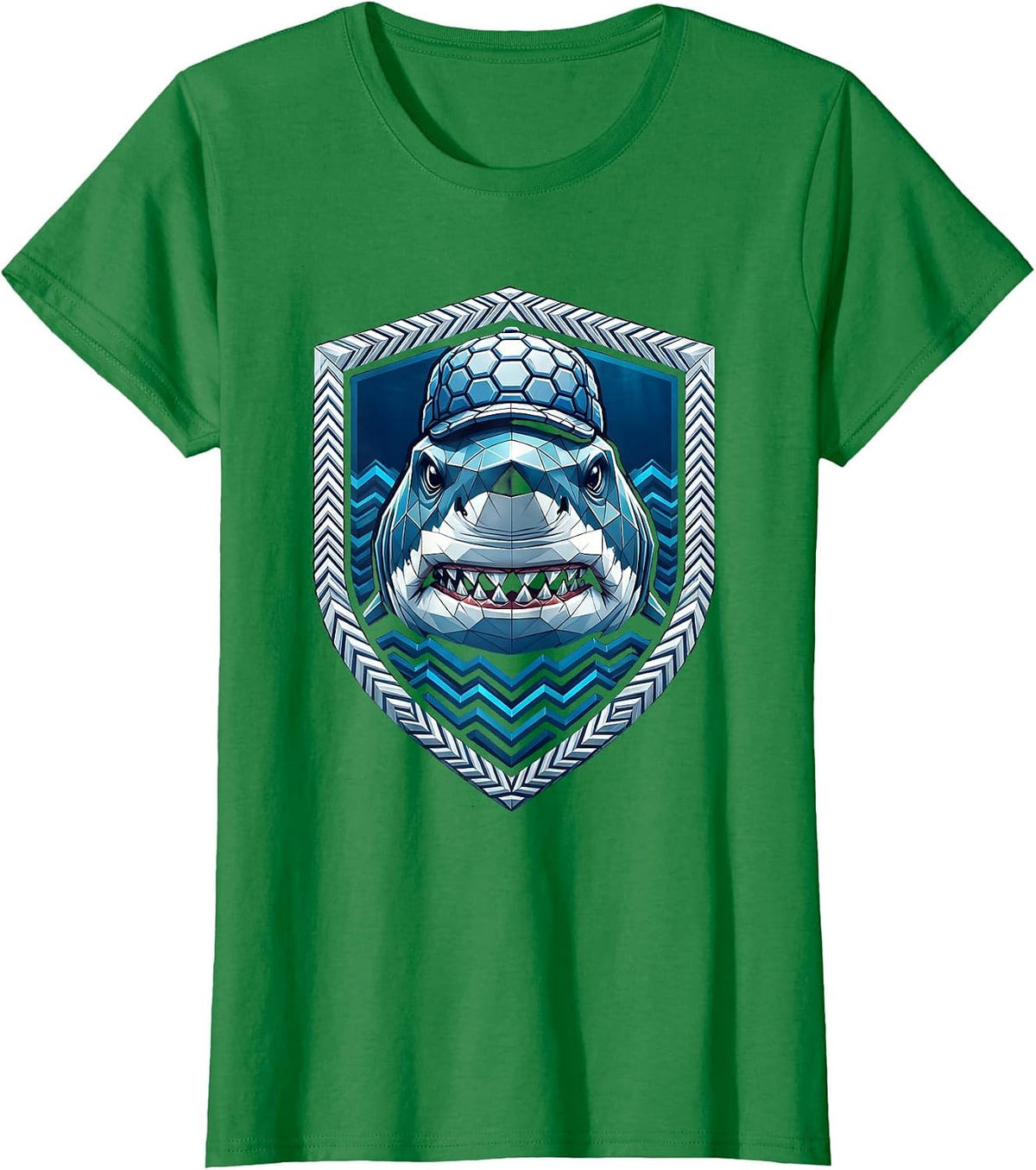 Rugby Shark Scrum Cap Underwater Graphic T-Shirt - Kelly Green