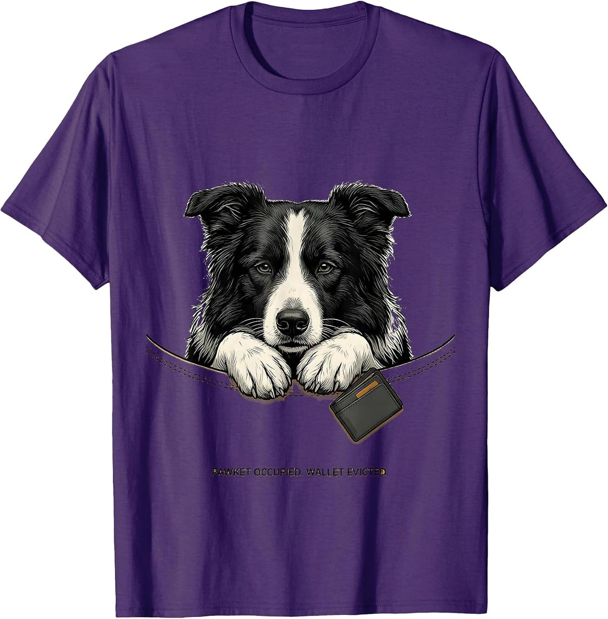 Pawket Occupied Wallet Evicted Cute Dog Mom Pet Lover Humor T-Shirt - Purple