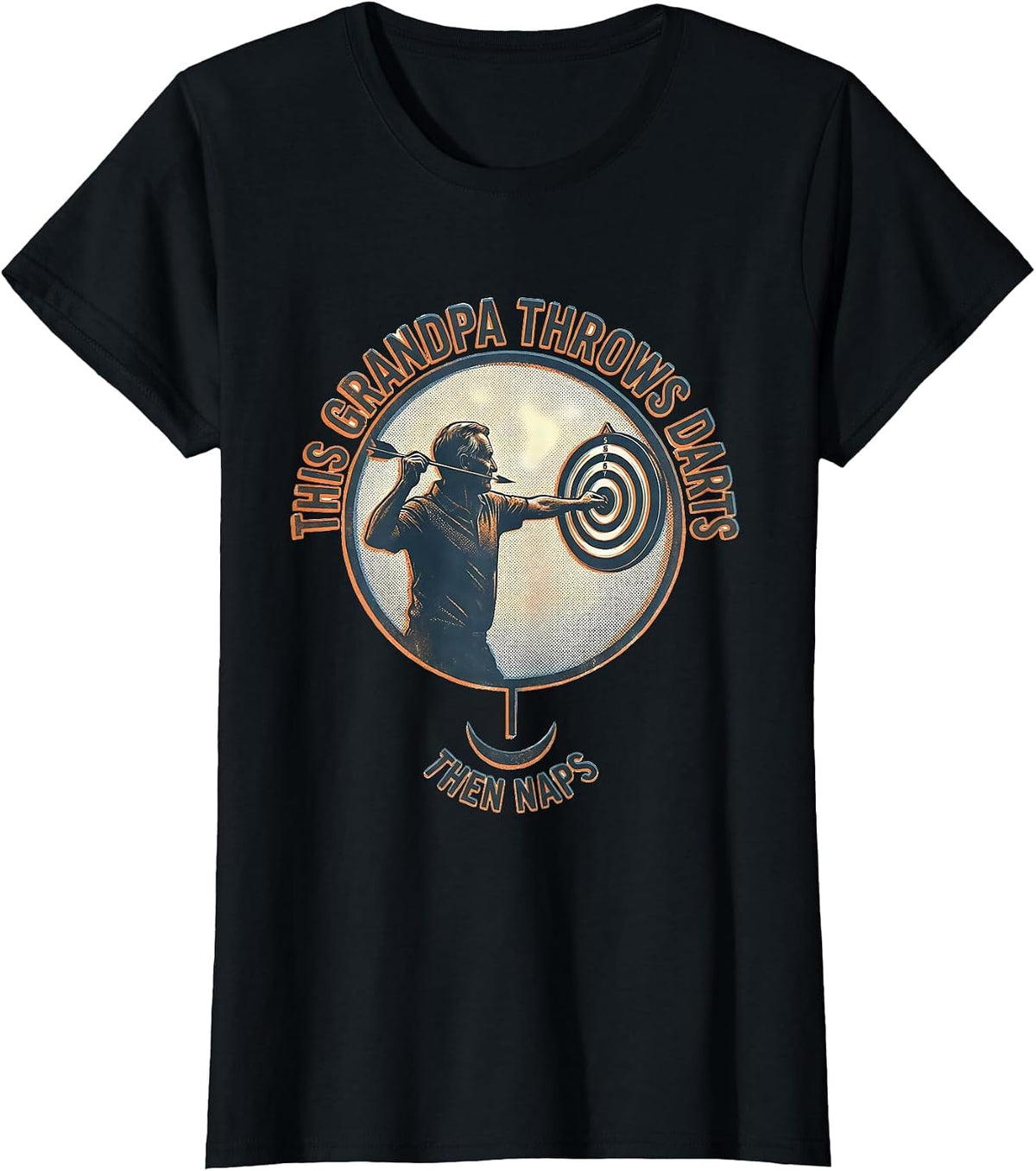 This Grandpa Throws Darts Then Naps Funny Grandpa Gift T-Shirt - Black