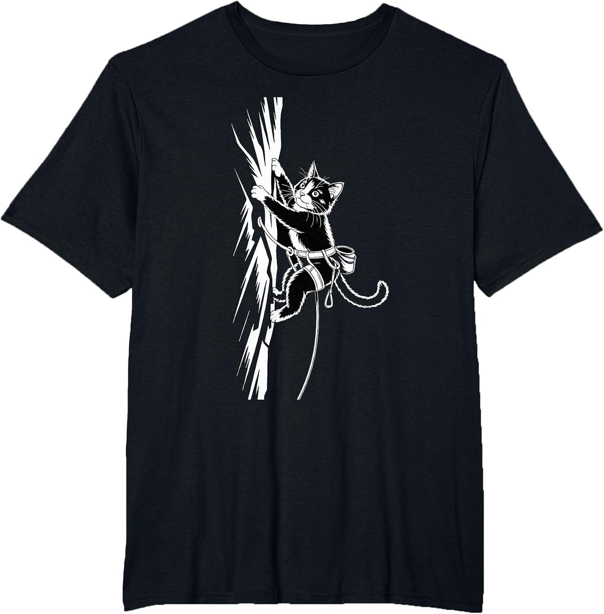 Funny Rock Climbing Cat Lover Indoor Adventure Humor. T-Shirt - Black