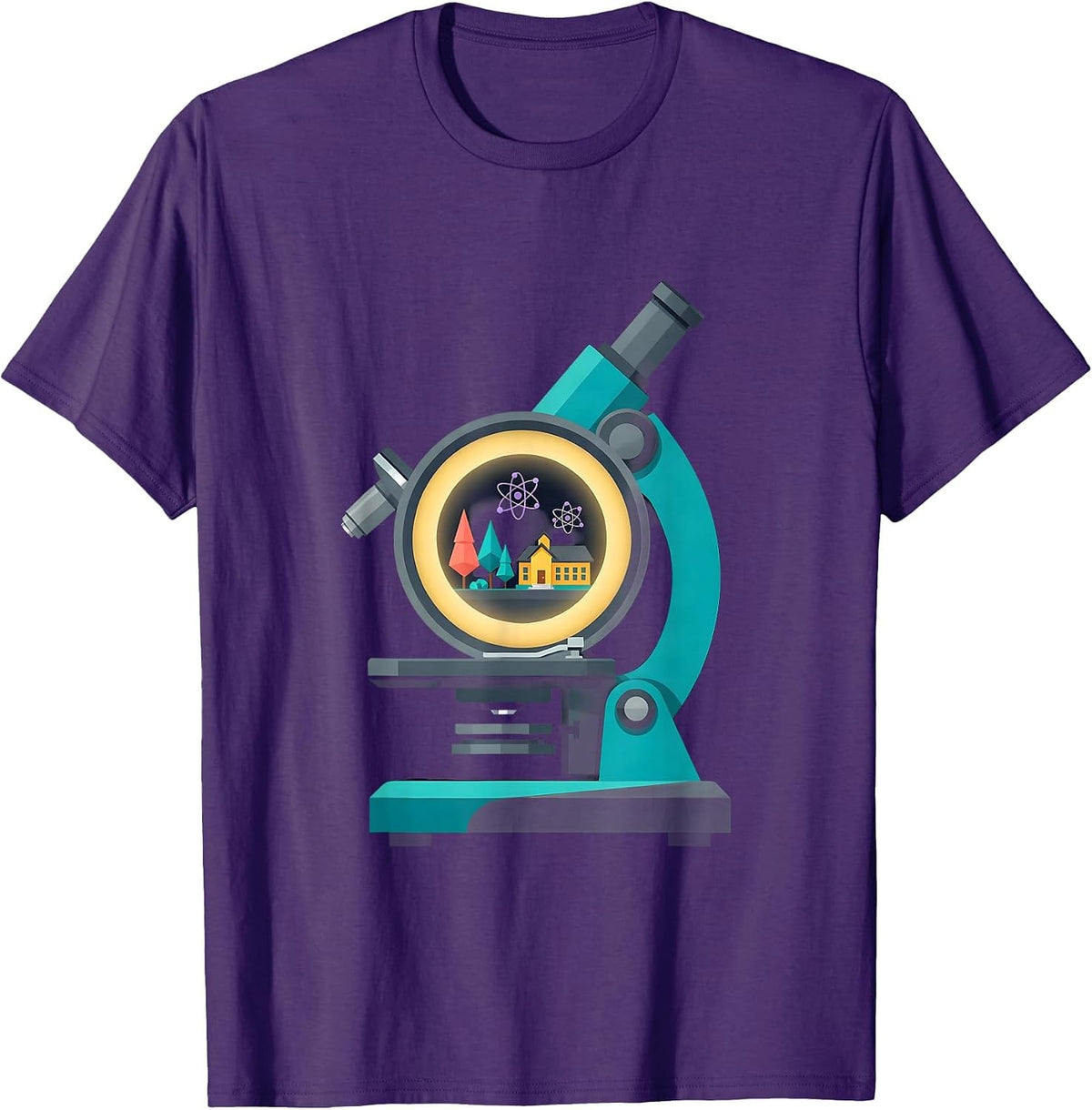 Microscope Tiny World Science Illustration T-Shirt - Purple