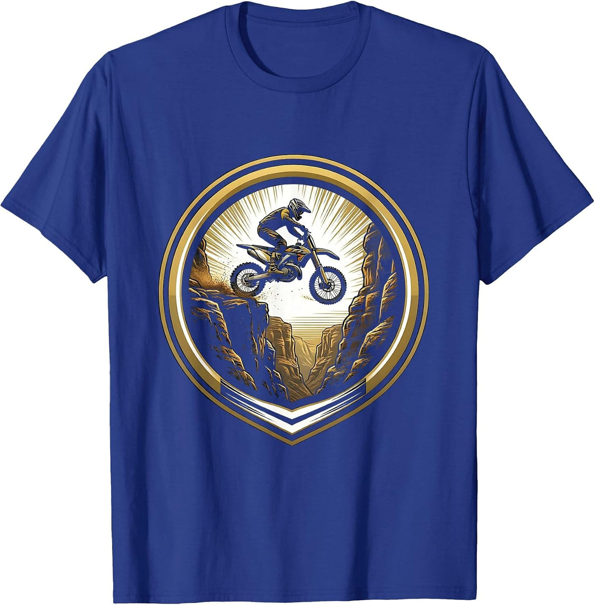 Dirt Bike Rocky Canyon Jump Graphic Tee T-Shirt - Royal Blue
