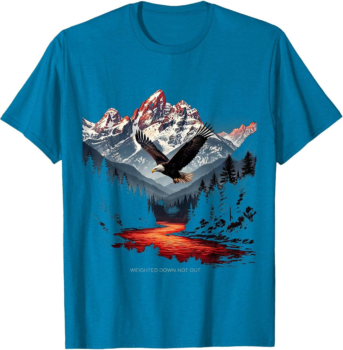 Weighted Down Not Out Anxiety Awareness Design T-Shirt - Sapphire Blue