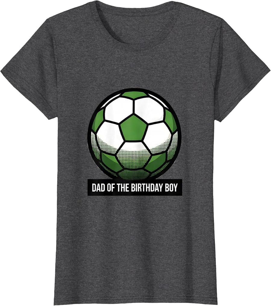 Women's Dad Of The Birthday Boy Football Lover First Birthday Party T-Shirt - Dark Heather Grey