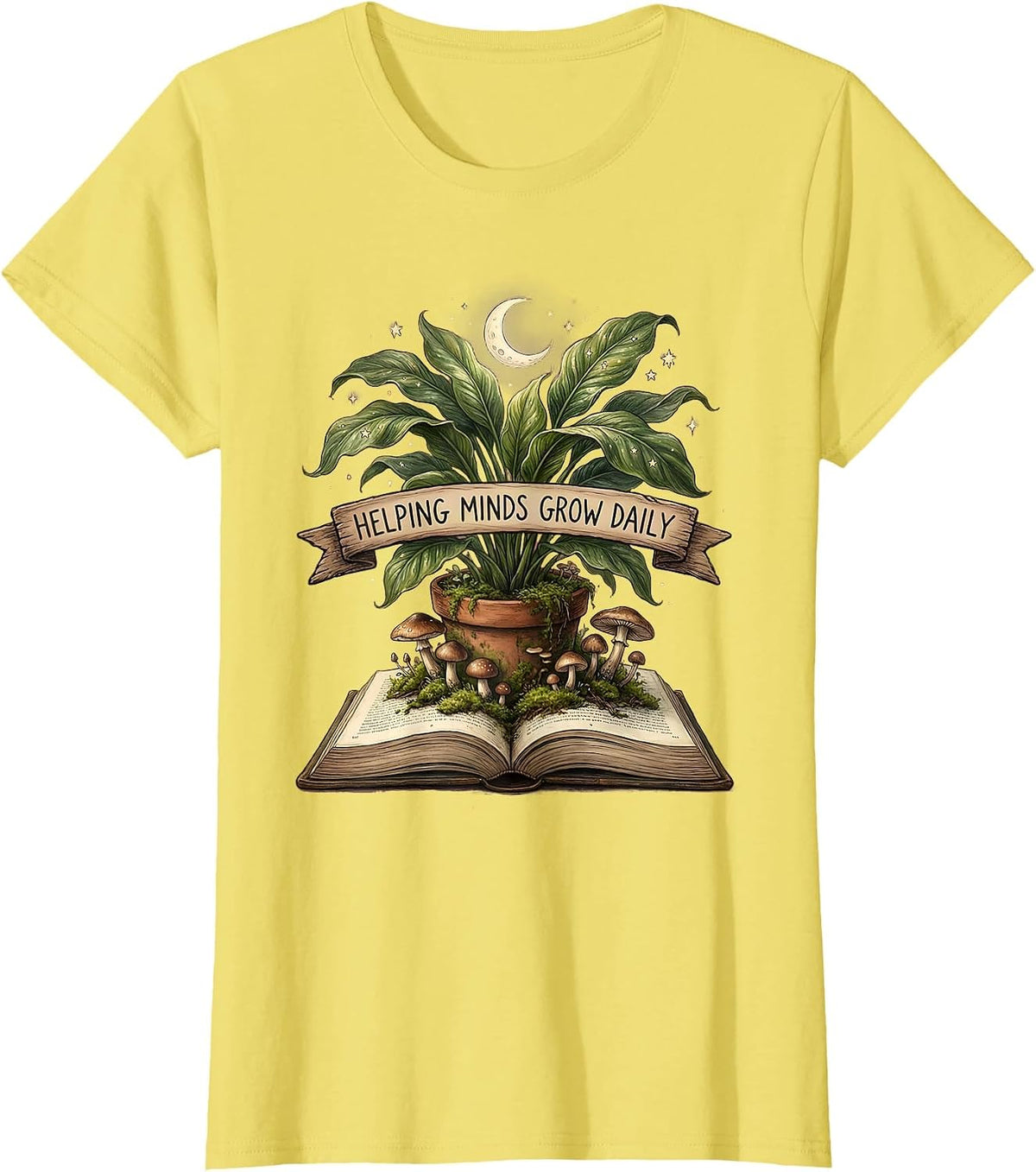 Helping Minds Grow Daily School Psychologist Design T-Shirt - Lemon Yellow