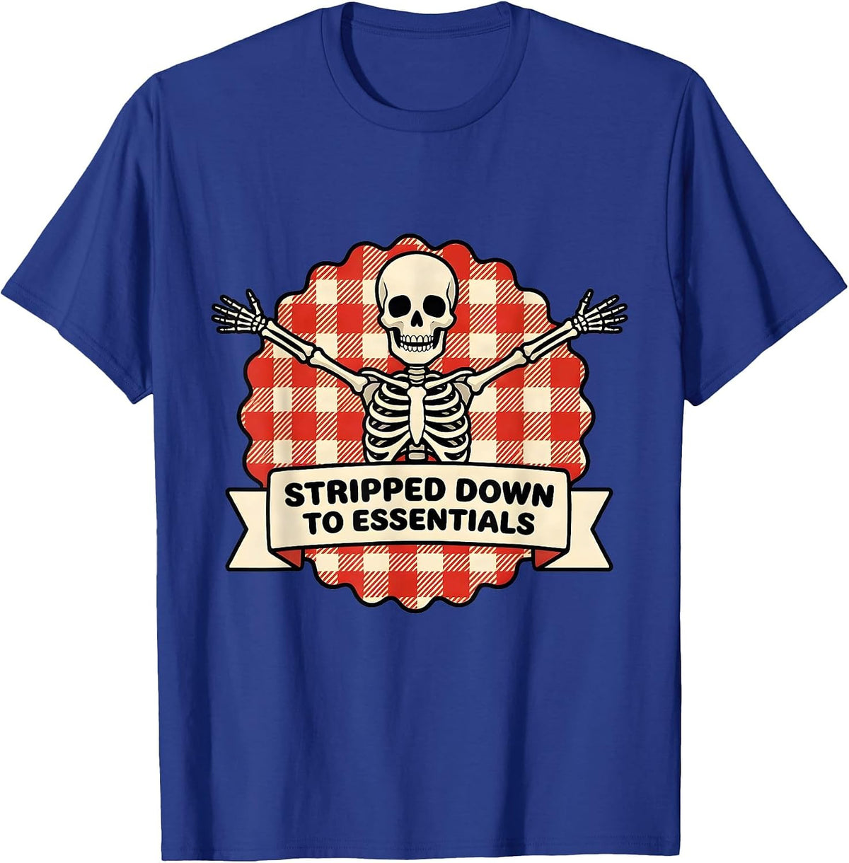 Skeleton Stripped Down to Essentials Graphic T-Shirt - Royal Blue
