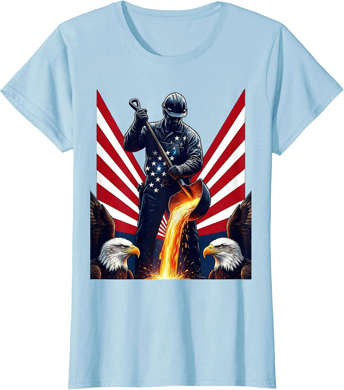 Women's Steelworker Molten Metal Foundry Graphic T-Shirt - Baby Blue