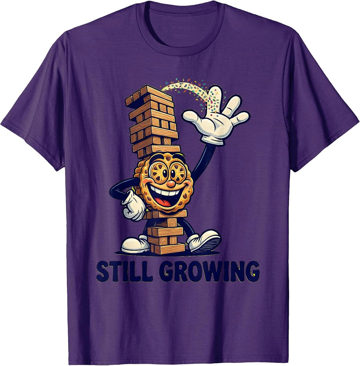 Men's Still Growing Cartoon Growth Mindset Teacher Motivational T-Shirt - Purple