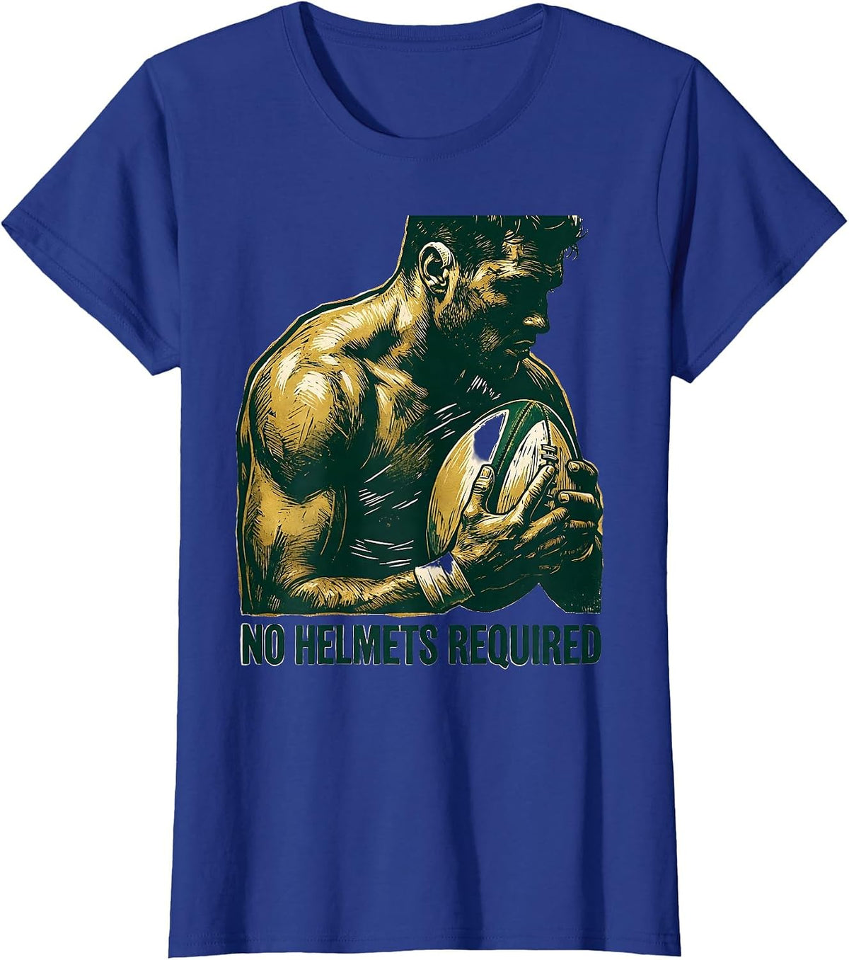 Women's No Helmets Required Linocut South African Rugby Bokke T-Shirt - Royal Blue