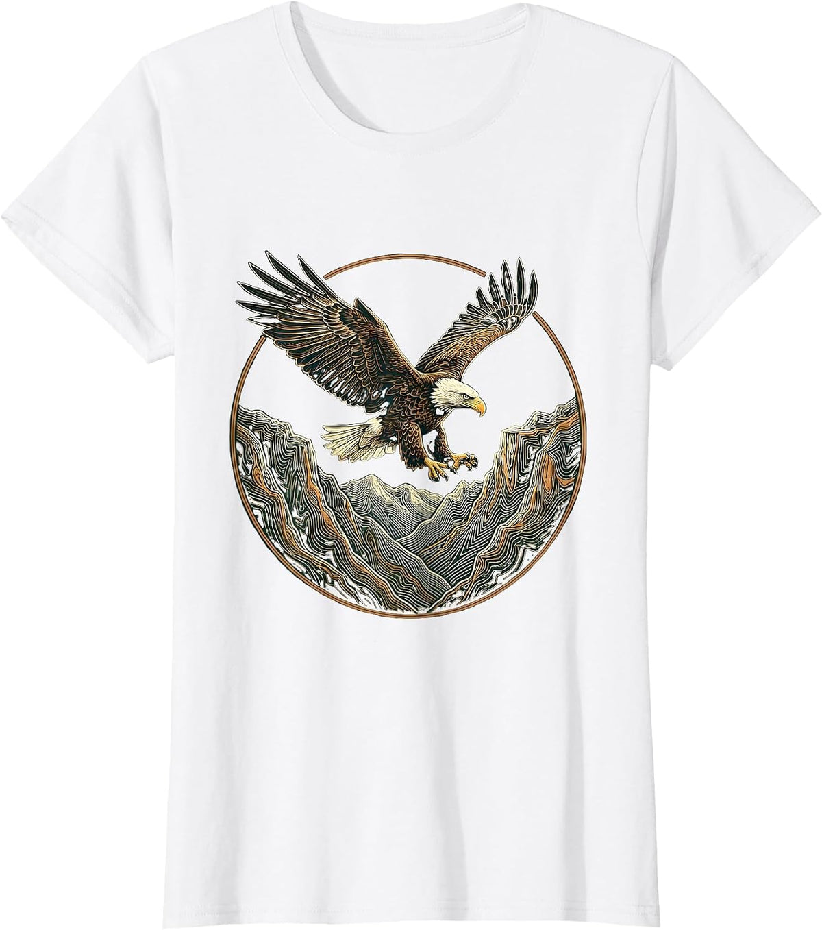 Colorado Eagle Soaring Over Mountain Ridge T-Shirt - White