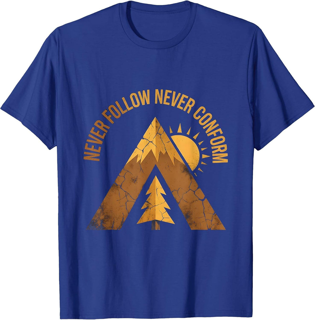 Never Follow Never Conform Punk Rebel Design T-Shirt - Royal Blue