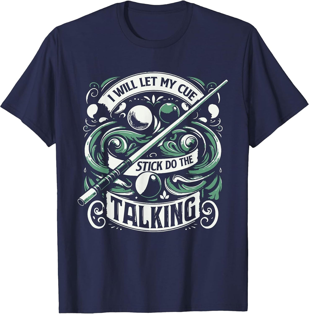 Billiard Player Humor Billiards Funny Billiard Cue T-Shirt - Navy Blue