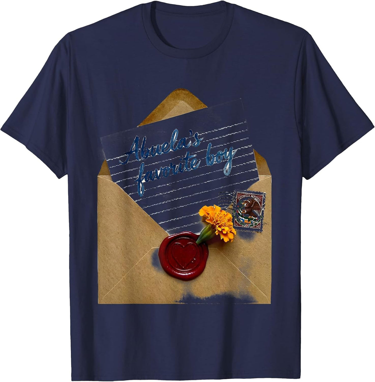 Abuela's Favorite Boy Mexican Heritage Design T-Shirt - Navy Blue