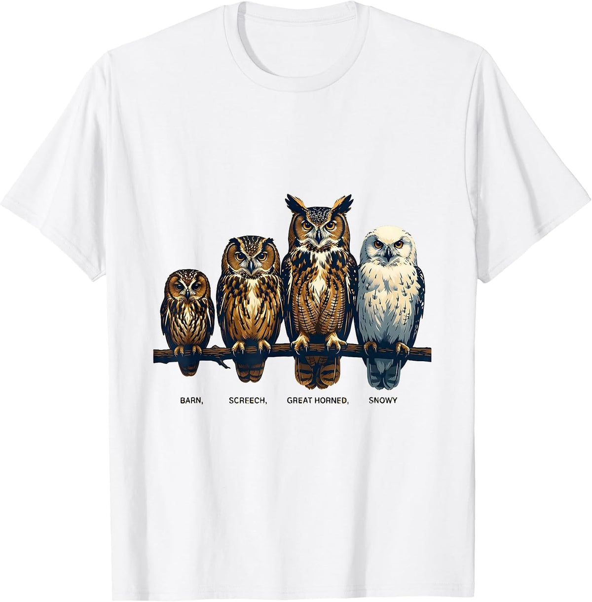Men's Barn Screech Great Horned Snowy Owl Lover Nature Humor T-Shirt - White