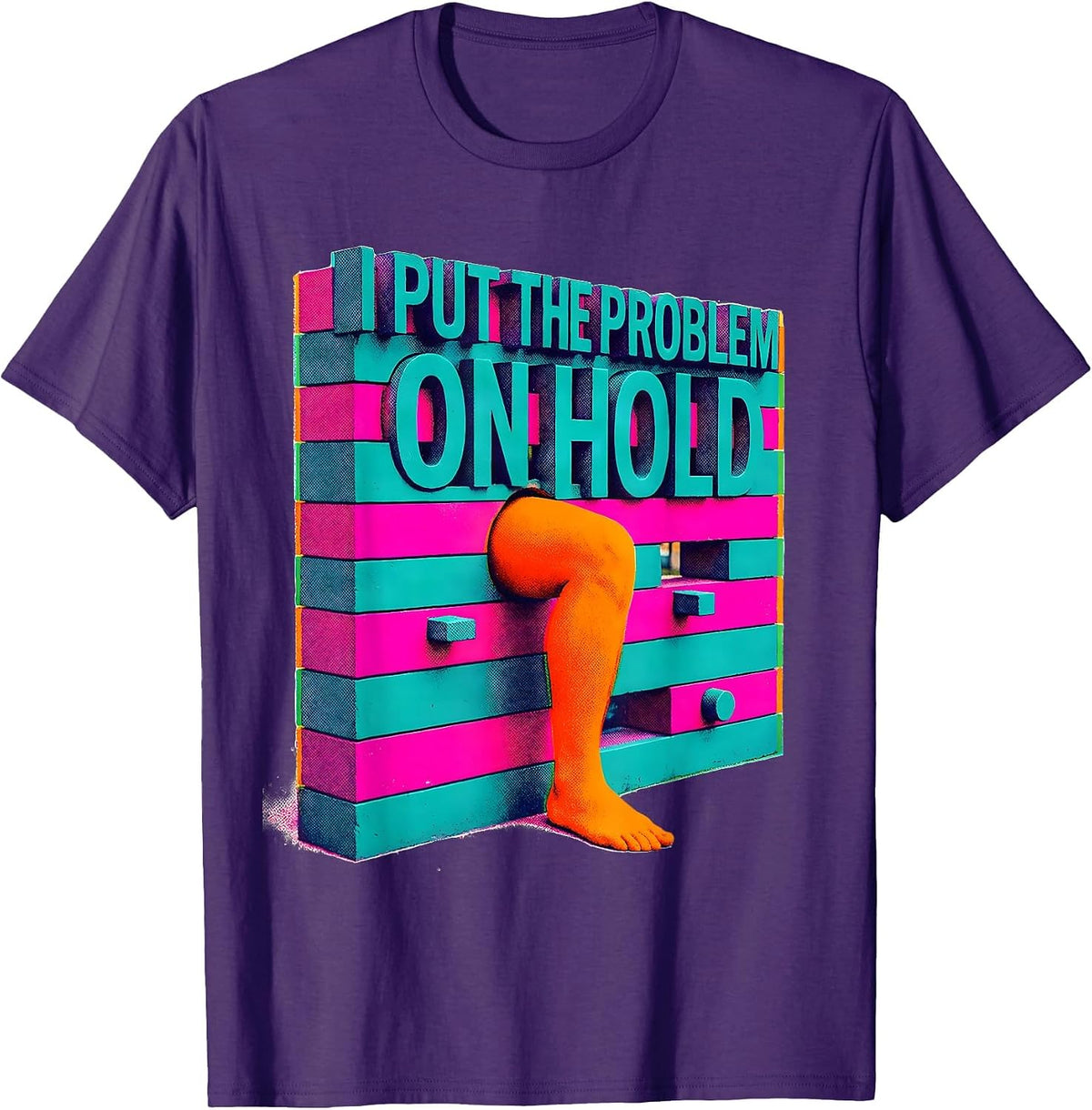 Men's I Put The Problem On Hold Funny Rock Climbing Bouldering T-Shirt - Purple
