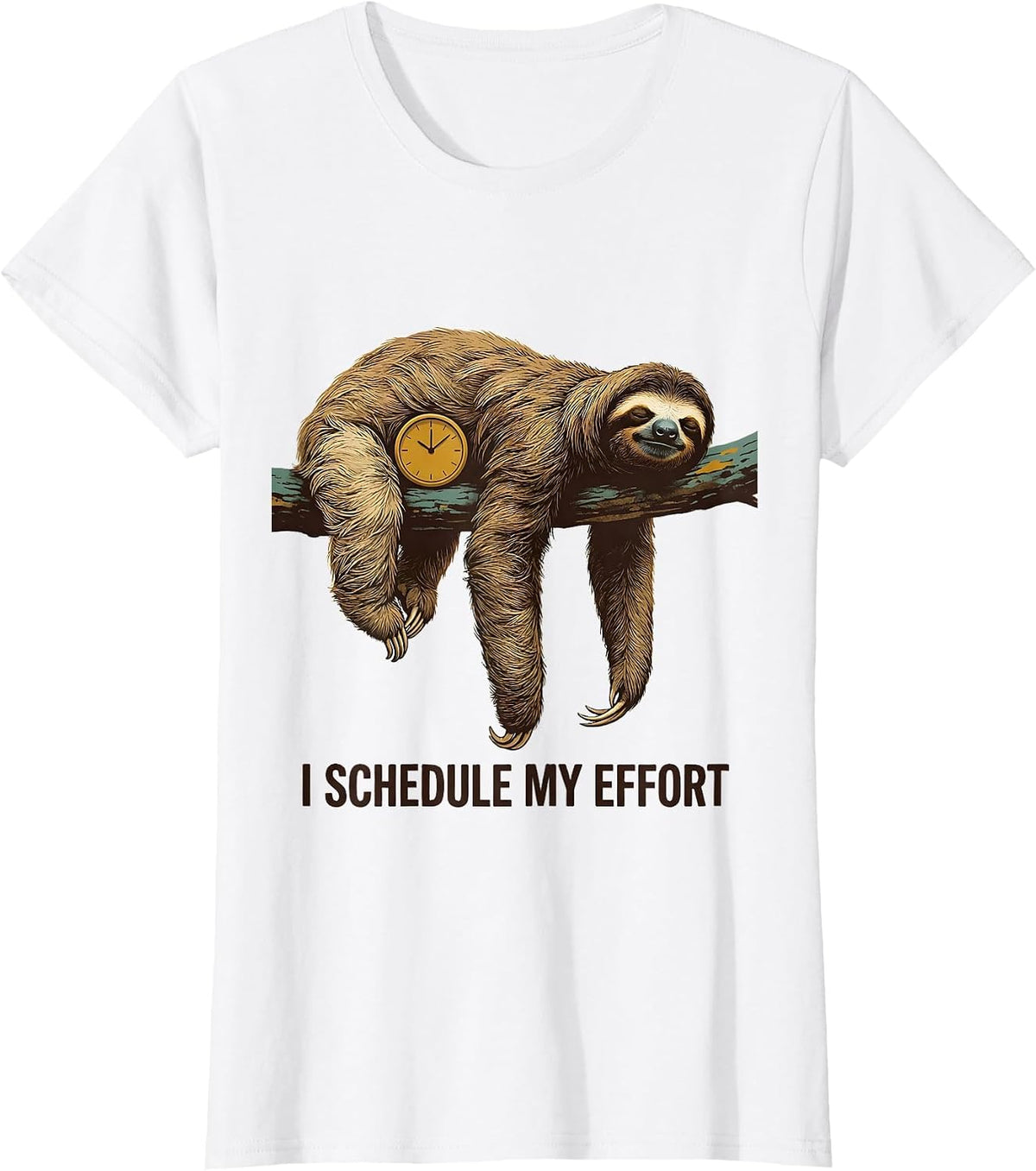 Women's I Schedule My Effort Funny Sloth Humor Gift for Sloth Lovers T-Shirt - White