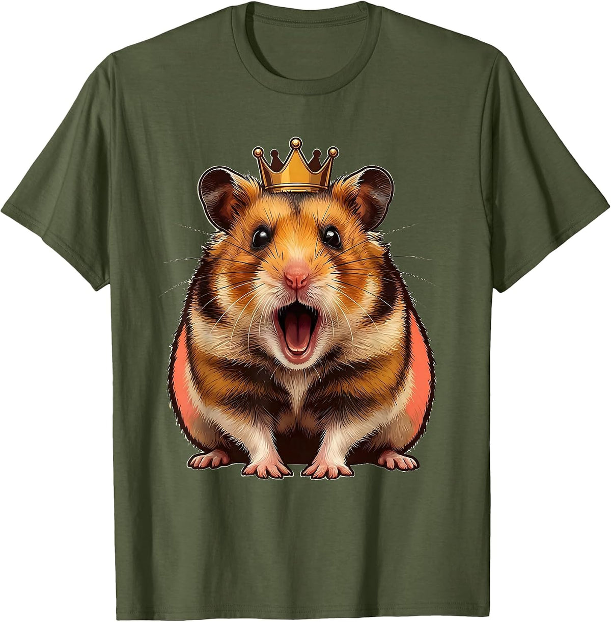 Hamster Yawning Cute Meme Pet Lover Gift T-Shirt - Olive Green