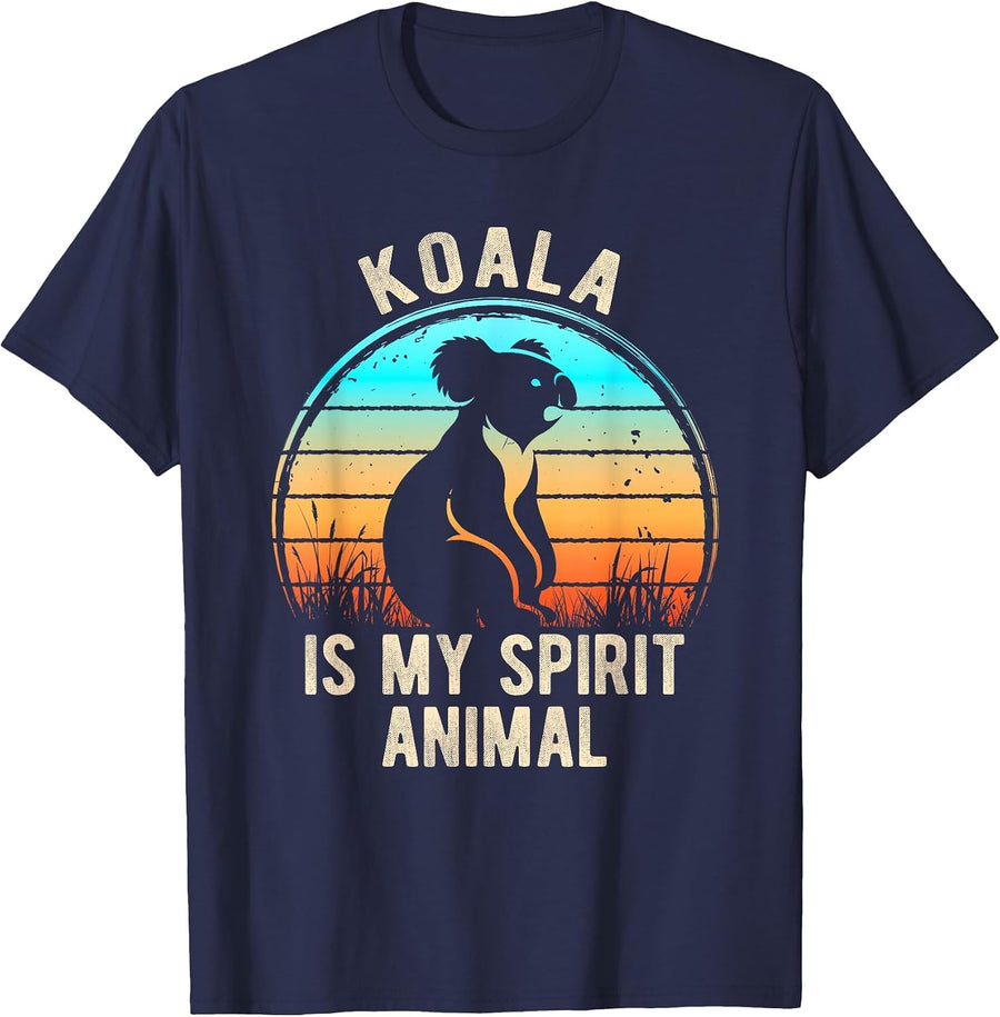 Koala is My Spirit Animal Australia Retro Nature T-Shirt - Navy Blue