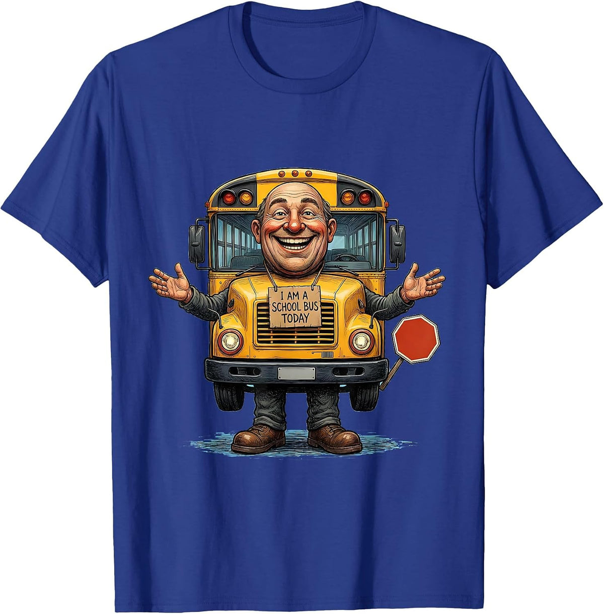 I Am A School Bus Today Funny School Bus Driver Costume T-Shirt - Royal Blue