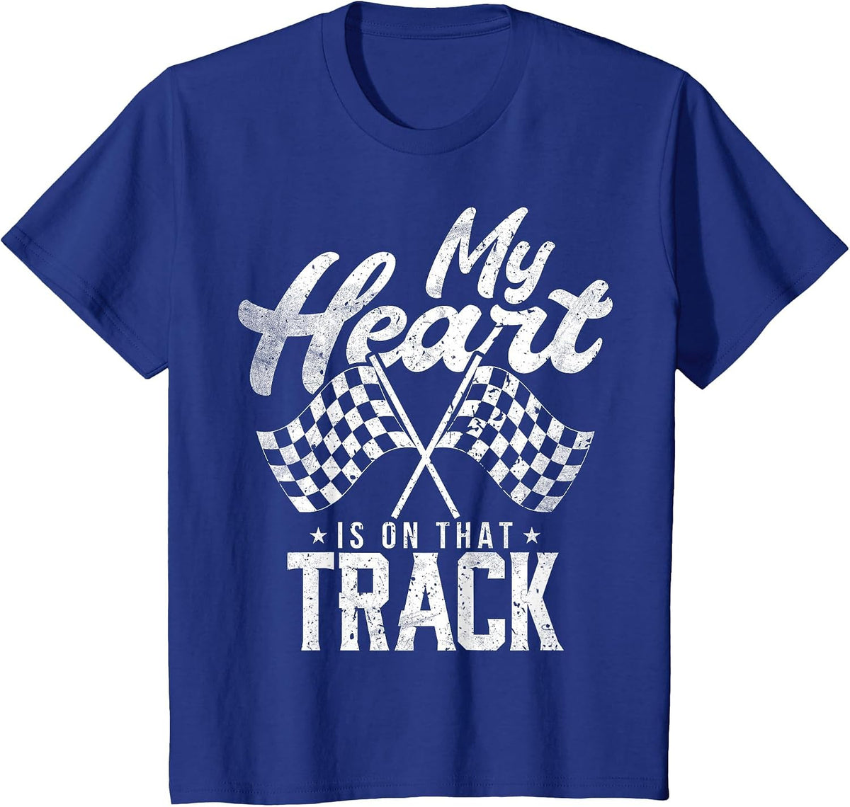 My Heart is On that Track Racing Girlfriend Drag Race Wife T-Shirt - Royal Blue