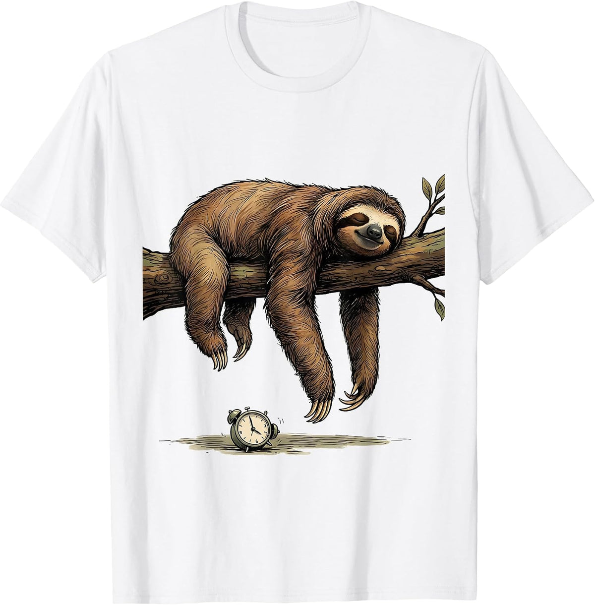 Sleepy Sloth Lazy Humor Animal Lover Gift T-Shirt - White