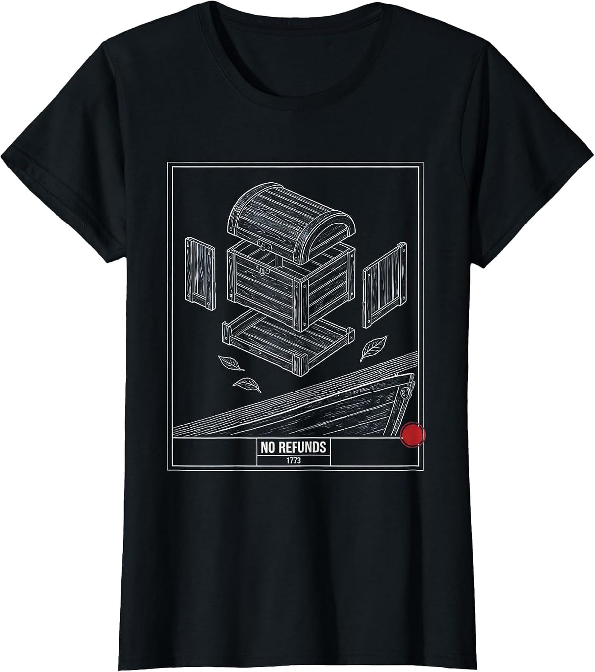 Women's No Refunds 1773 Funny History Teacher Spilling The Tea Since T-Shirt - Black