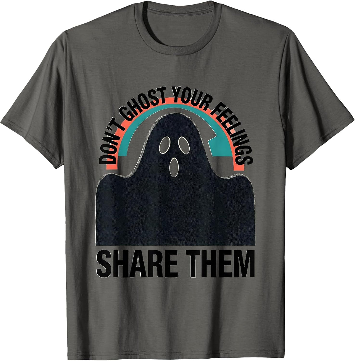 Men's Don't Ghost Your Feelings—Share Them Midcentury Modern T-Shirt - Asphalt Grey