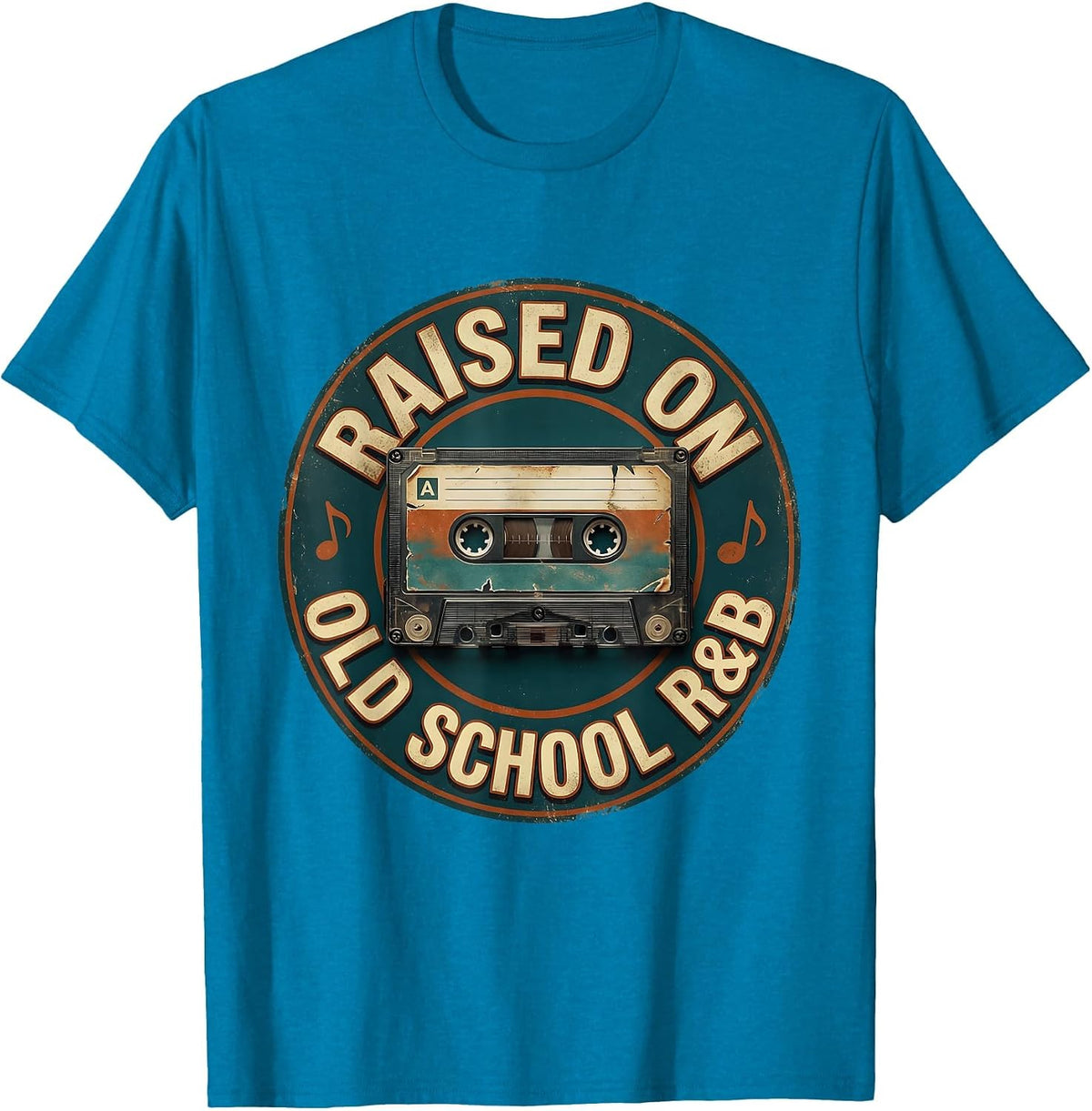 Raised On Old School R&B Vintage Cassette Design T-Shirt - Sapphire Blue