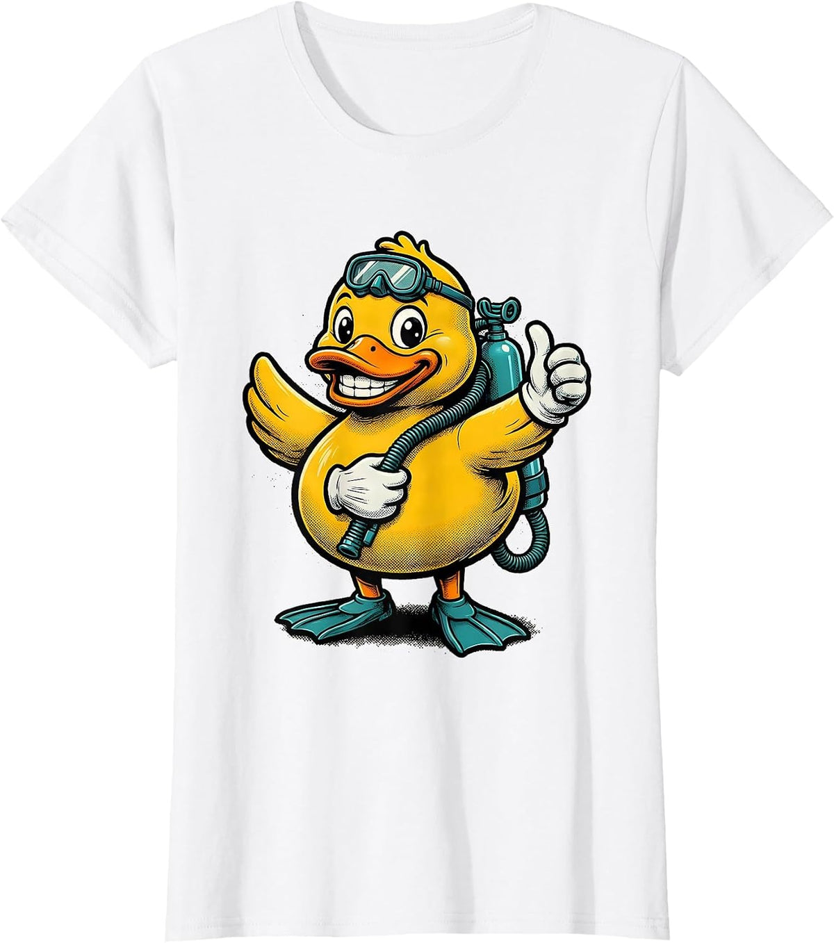 Rubber Duck Scuba Diver Funny Graphic Tee T-Shirt - White