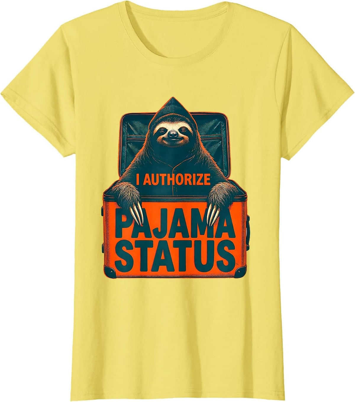 I Authorize Pajama Status Funny Sloth Lover Sleepwear Humor T-Shirt - Lemon Yellow