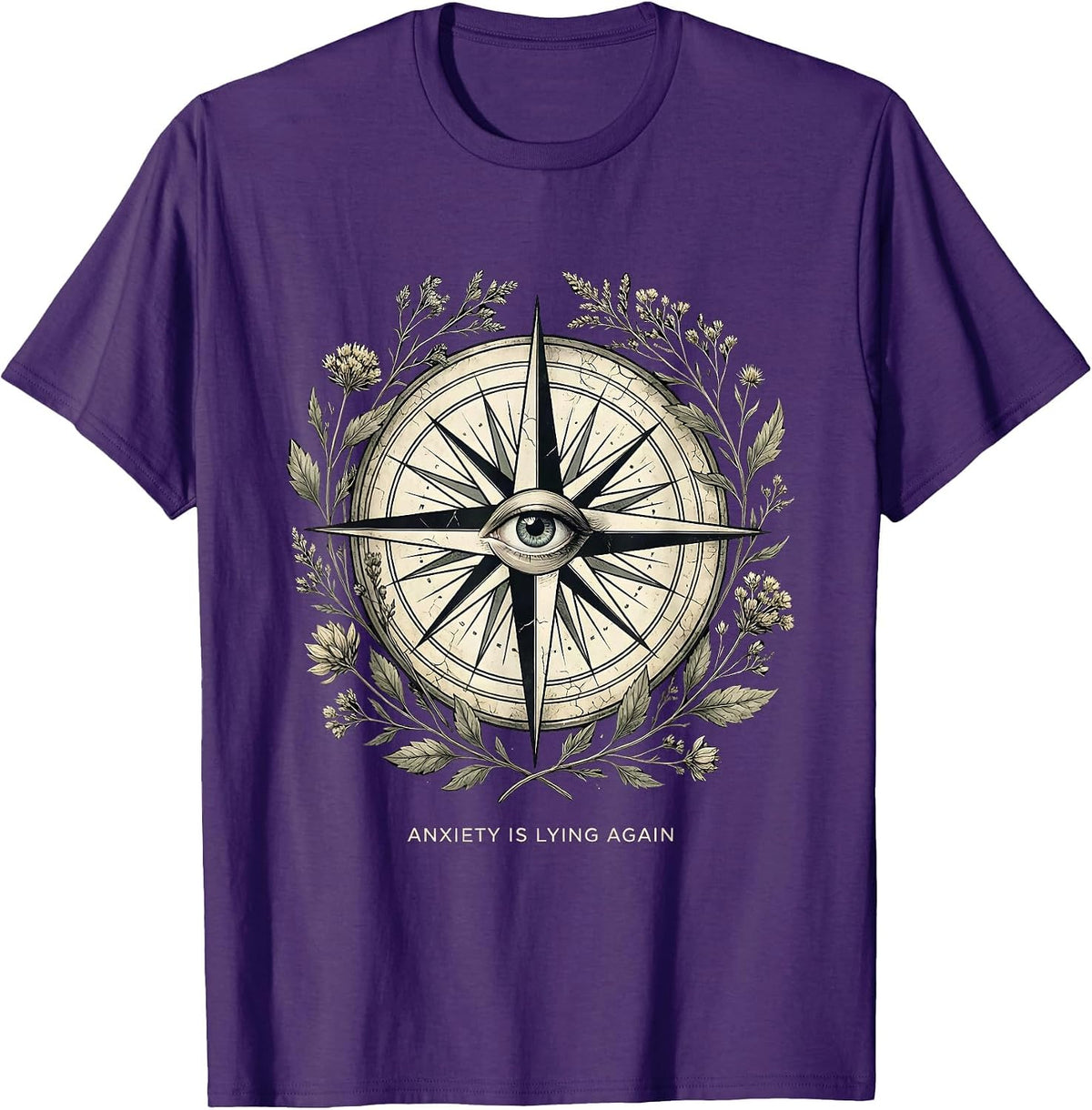 Anxiety Is Lying Again Mental Health Design T-Shirt - Purple