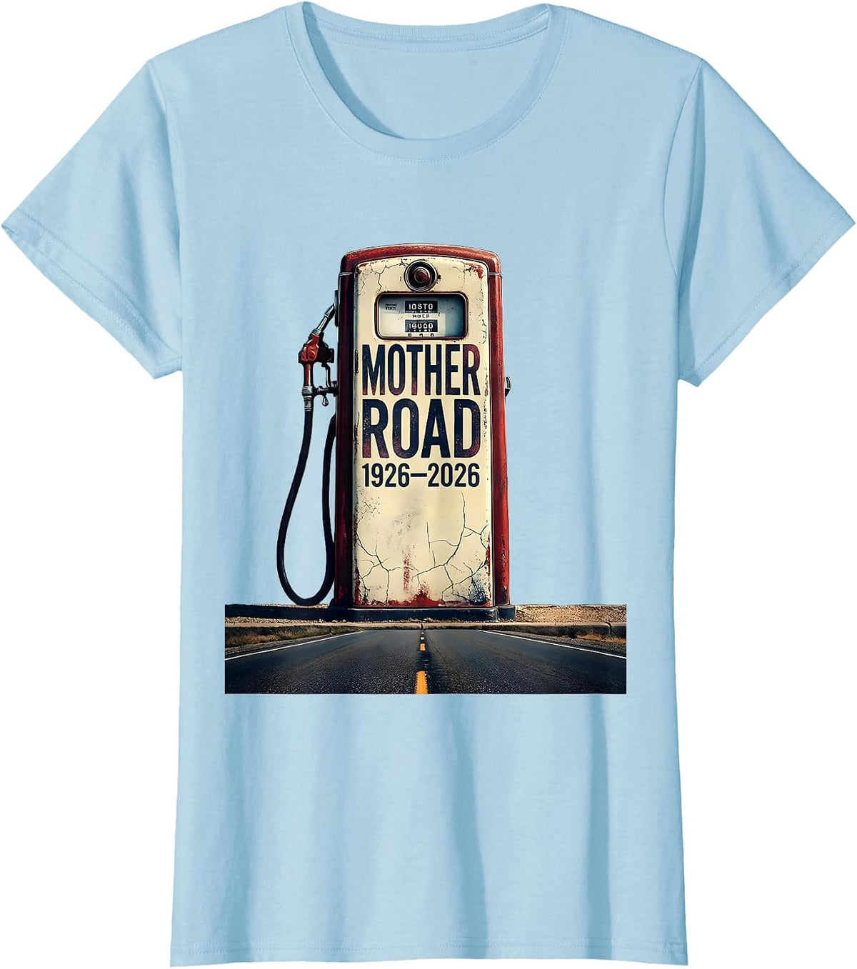 Mother Road · 1926–2026 Distressed Road Trip Keepsake T-Shirt - Baby Blue