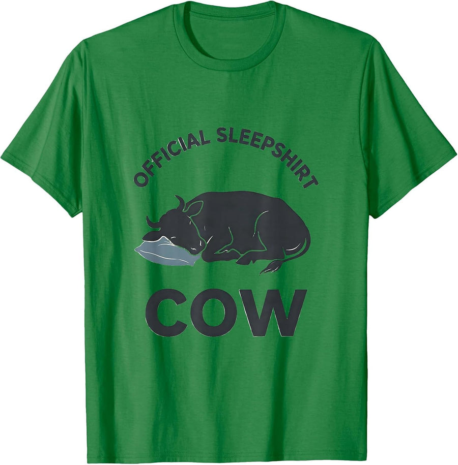 Men's Official Sleepshirt Cow Funny Animal Lover Pajama Bedtime T-Shirt - Kelly Green