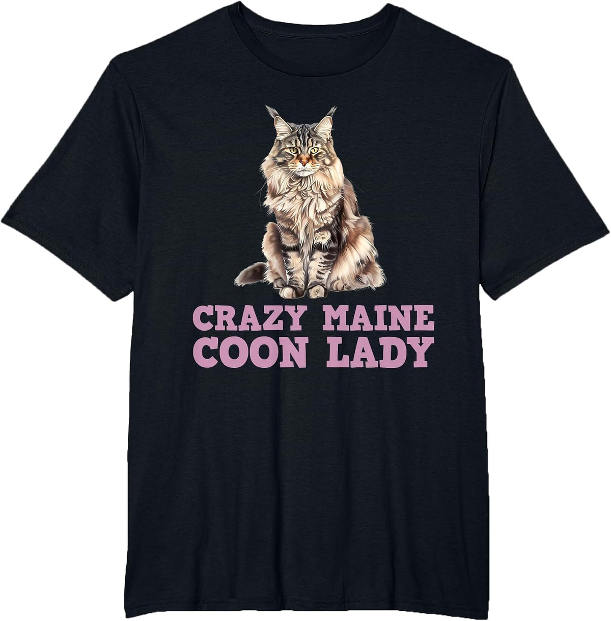 Maine Coon Mama Crazy Maine Coon Lady Funny Women T-Shirt - Black