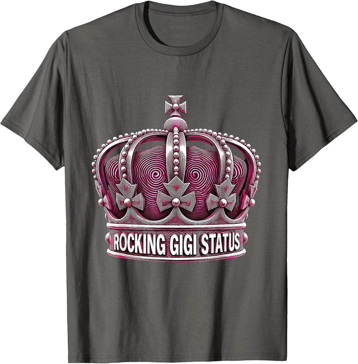 Rocking Gigi Status Grandma Pride Design T-Shirt - Asphalt Grey