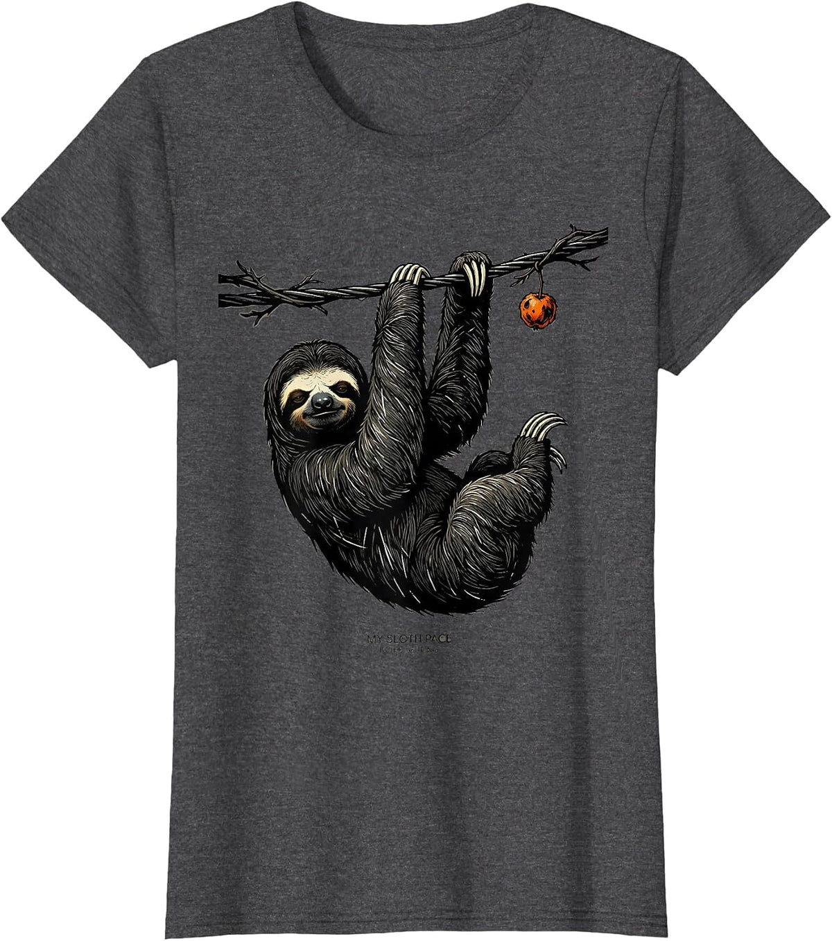Women's My Sloth Pace Is The Setting Funny Sloth Lover Animal Humor T-Shirt - Dark Heather Grey