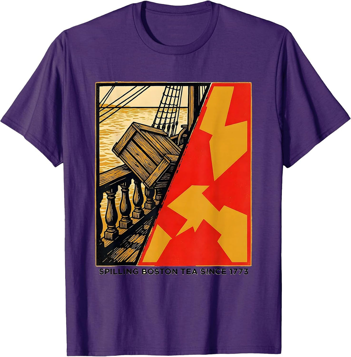 Men's Spilling Boston Tea Since 1773 Funny History Teacher Pun T-Shirt - Purple