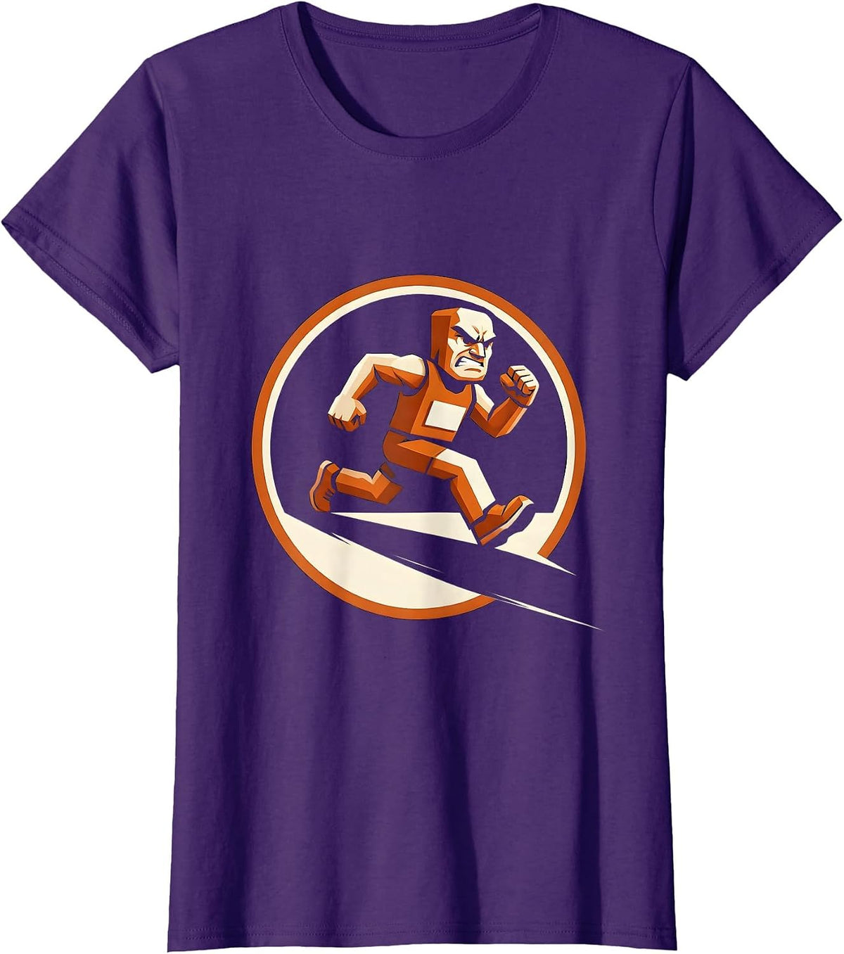 Women's Marathon Runner Shadow Silhouette Running Graphic T-Shirt - Purple