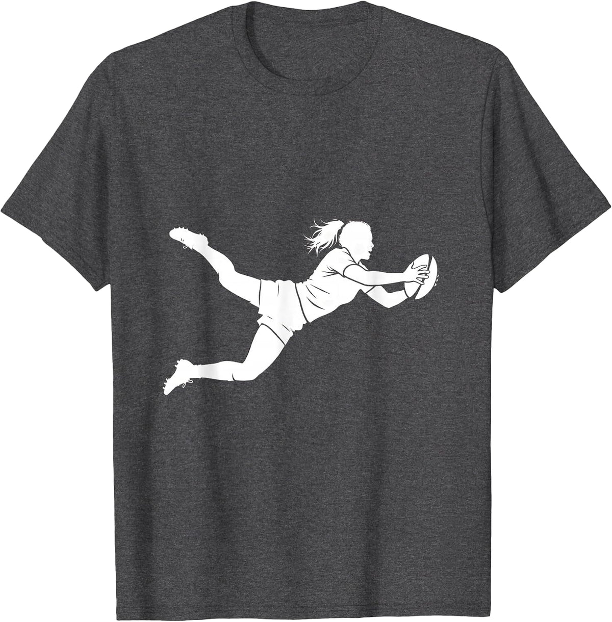 Men's Rugby Player Try Line Dive Sports Fan Graphic T-Shirt - Dark Heather Grey