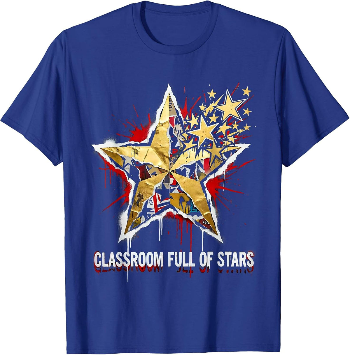 Classroom Full of Stars Preschool Teacher Design T-Shirt - Royal Blue