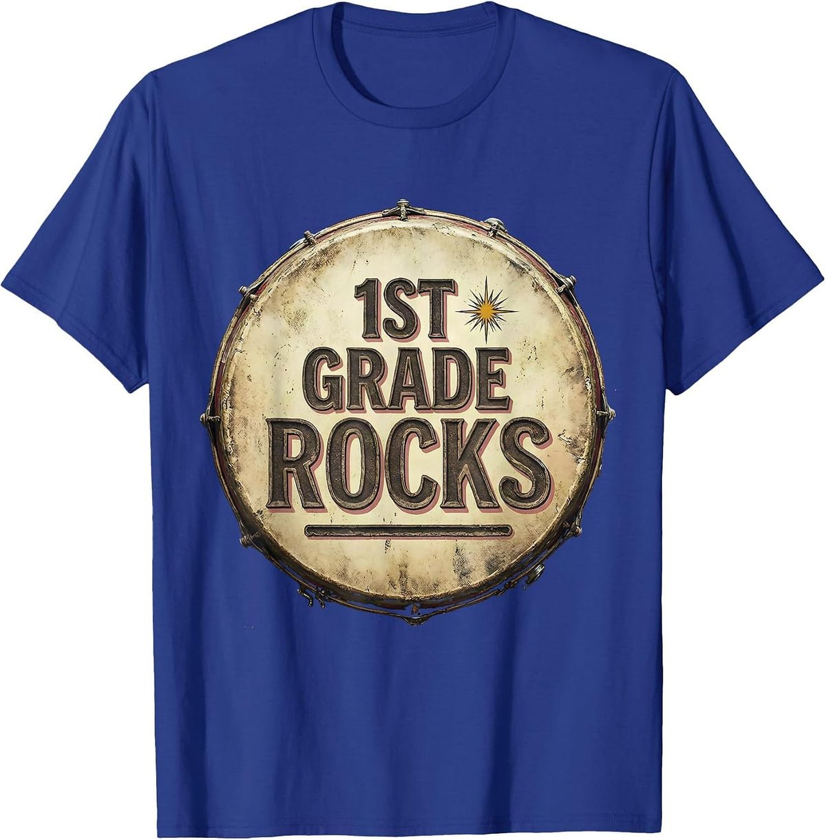 Men's 1st Grade Rocks Vintage Retro Teacher Student Back to School T-Shirt - Royal Blue